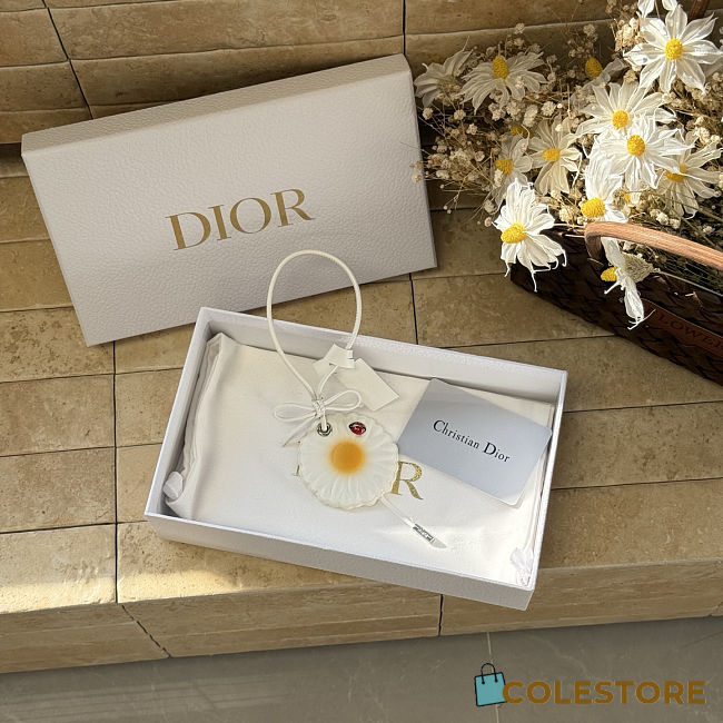 Colestore Dior Daisy Bag Charm Yellow and White Calfskin, Silver-Finish Metal and Red and Black Lacquer - 1
