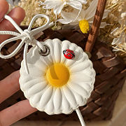 Colestore Dior Daisy Bag Charm Yellow and White Calfskin, Silver-Finish Metal and Red and Black Lacquer - 4
