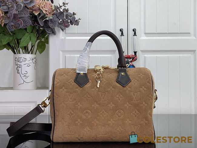 Colestore  Louis Vuitton Speedy Bandoulière 25 Beige Trench Embossed calfskin suede leather 25 x 19 x 15 cm - 1