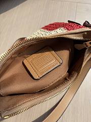 Colestore Coach Teri Shoulder Bag With Stripes And Charm Im/Red/Tan 24x15.2x7.6cm - 2