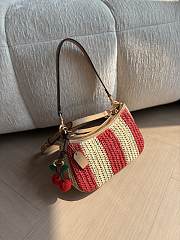Colestore Coach Teri Shoulder Bag With Stripes And Charm Im/Red/Tan 24x15.2x7.6cm - 3