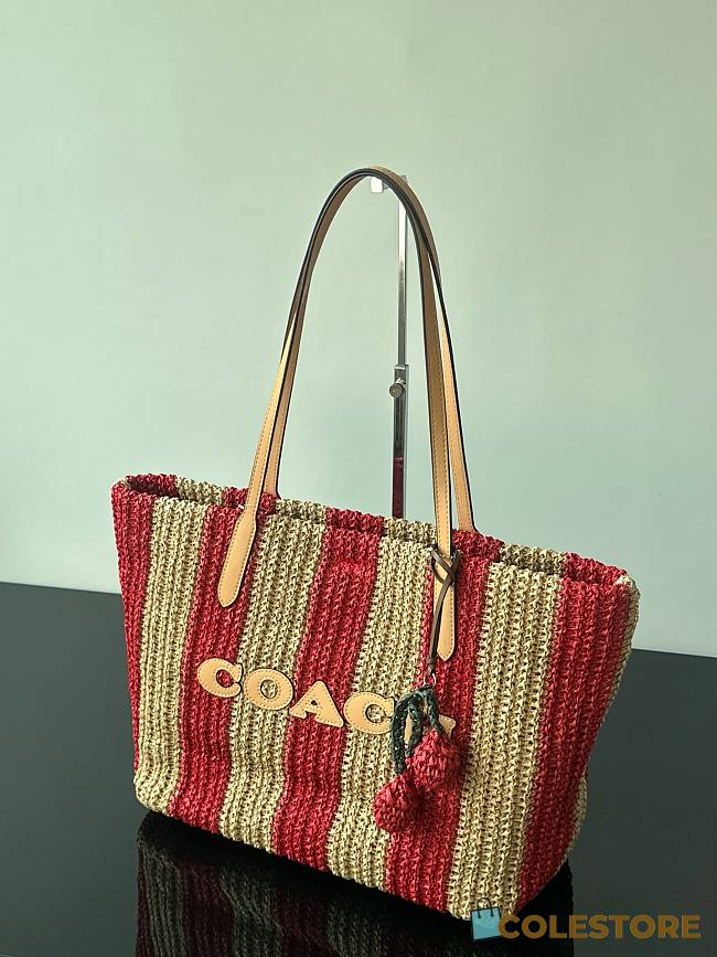 Colestore Coach Large City Tote Bag With Charms Gold/Red/Tan 33x17x30cm - 1