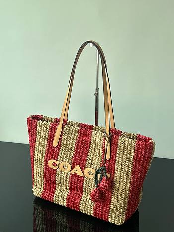 Colestore Coach Large City Tote Bag With Charms Gold/Red/Tan 33x17x30cm