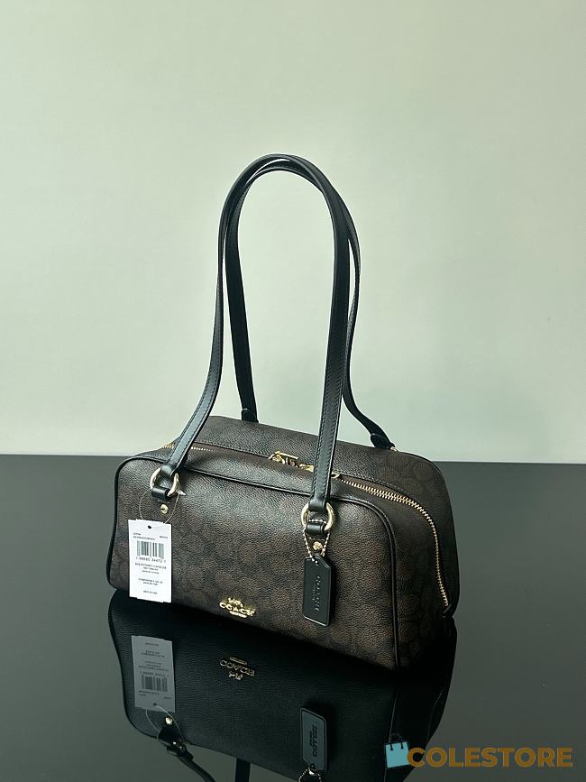 Colestore  Coach Sydney Shoulder Bag In Signature Canvas Gold/Walnut/Black 28x14x14cm - 1