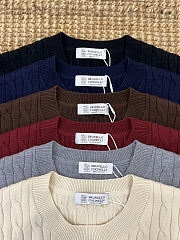 Colestore Brunello Cucinelli Classic Cable Knit Crewneck Sweater Brown - 2