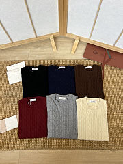 Colestore Brunello Cucinelli Classic Cable Knit Crewneck Sweater Brown - 5