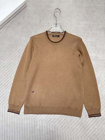 Colestore Loro Piana Noyava Contrast-Trim Crewneck Sweater Camel