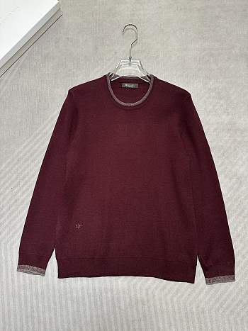 Colestore Loro Piana Noyava Contrast-Trim Crewneck Burgundy
