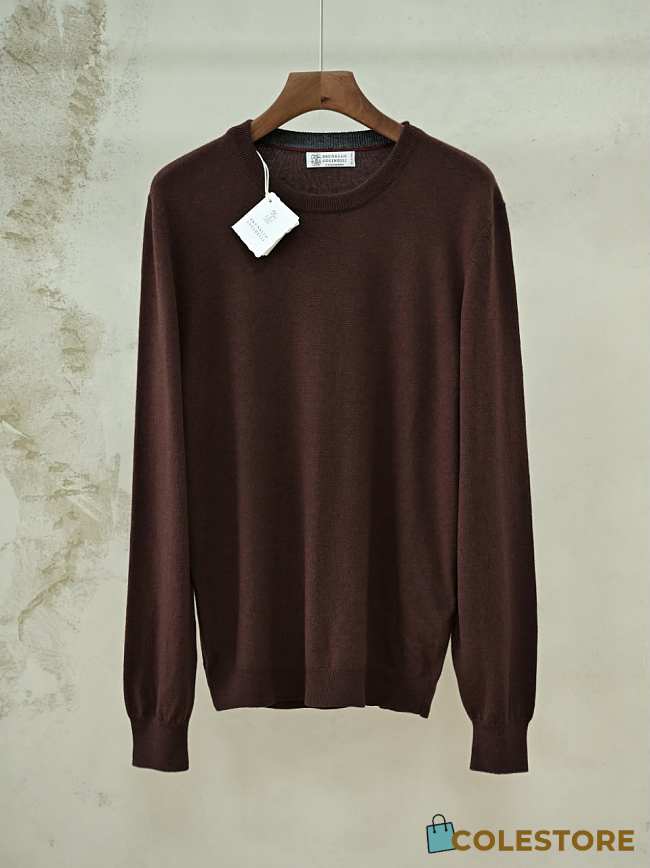 Colestore Brunello Cucinelli Brown Crew Neck Knit Sweater - 1