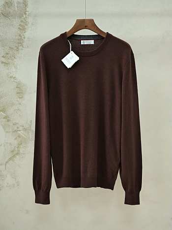 Colestore Brunello Cucinelli Brown Crew Neck Knit Sweater