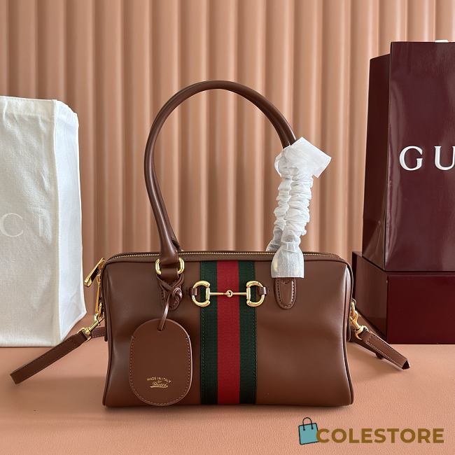 Colestore   Gucci Borsetto medium boston bag in chestnut leather 28X15X10cm - 1