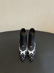 Colestore Dior Romance Ankle Boot Black Cotton Embroidered with White PolkaDior Motif - 1