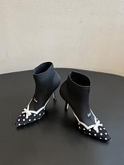 Colestore Dior Romance Ankle Boot Black Cotton Embroidered with White PolkaDior Motif - 6