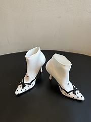 	 Colestore Dior Romance Ankle Boot White Cotton Embroidered with Black PolkaDior Motif - 5