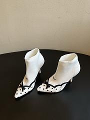 	 Colestore Dior Romance Ankle Boot White Cotton Embroidered with Black PolkaDior Motif - 2