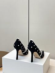 Colestore Dior Romance Pump Black Cotton Embroidered with White PolkaDior Motif - 6