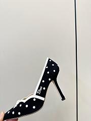 Colestore Dior Romance Pump Black Cotton Embroidered with White PolkaDior Motif - 5