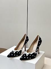 Colestore Dior Romance Pump Black Cotton Embroidered with White PolkaDior Motif - 4