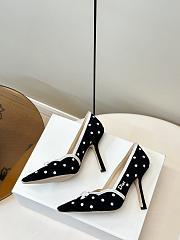 Colestore Dior Romance Pump Black Cotton Embroidered with White PolkaDior Motif - 2