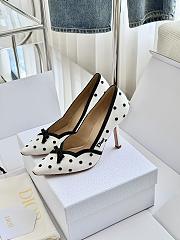 Colestore Dior Romance Pump White Cotton Embroidered with Black PolkaDior Motif - 5
