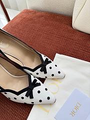 Colestore Dior Romance Pump White Cotton Embroidered with Black PolkaDior Motif - 4