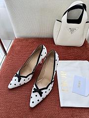 Colestore Dior Romance Pump White Cotton Embroidered with Black PolkaDior Motif - 3