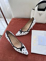 Colestore Dior Romance Pump White Cotton Embroidered with Black PolkaDior Motif - 2
