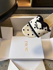 Colestore Dway Heeled Slide White Cotton Embroidered with Black PolkaDior Motif - 6
