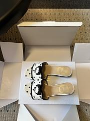 Colestore Dway Heeled Slide White Cotton Embroidered with Black PolkaDior Motif - 3