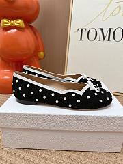 Colestore Dior Romance Ballet Flat Black Cotton Embroidered with White PolkaDior Motif - 4