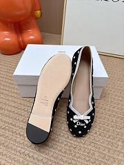 Colestore Dior Romance Ballet Flat Black Cotton Embroidered with White PolkaDior Motif - 2