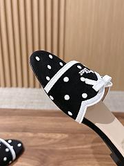 Colestore Dway Slide Black Cotton Embroidered with White PolkaDior Motif - 5