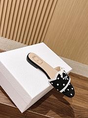 Colestore Dway Slide Black Cotton Embroidered with White PolkaDior Motif - 4
