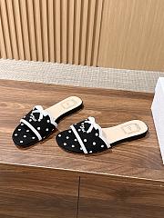 Colestore Dway Slide Black Cotton Embroidered with White PolkaDior Motif - 3