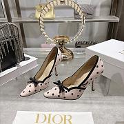 Colestore Dior Romance Pump Pink Cotton Embroidered with Black PolkaDior Motif - 1