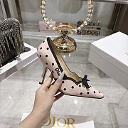 Colestore Dior Romance Pump Pink Cotton Embroidered with Black PolkaDior Motif - 6