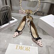 Colestore Dior Romance Pump Pink Cotton Embroidered with Black PolkaDior Motif - 4