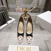 Colestore Dior Romance Pump Pink Cotton Embroidered with Black PolkaDior Motif - 2