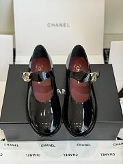 Colestore Chanel Mary Jane Flats Patent Leather Black with Gold CC Turnlock - 1