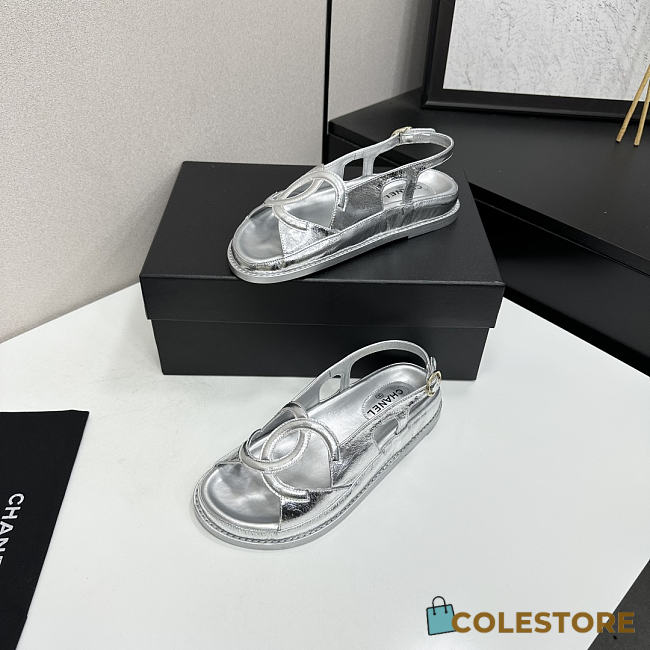 Colestore Chanel Fall Winter 2026 Pre-Collection   Sandals   Crumpled Shiny Lambskin  Silver  - 1