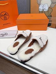 Colestore Hermes Oz mule Naturel / Écru in goatskin and shearling with iconic Kelly buckle - 6