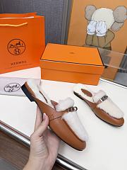 Colestore Hermes Oz mule Naturel / Écru in goatskin and shearling with iconic Kelly buckle - 2