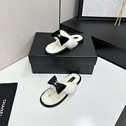 Colestore Chanel Vintage Bowtie Thong Shearling/Fur Sandals - 4