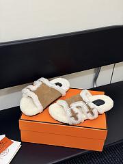 Colestore Hermes Chypre sandal Suede Goatskin and Shearling  Naturel / Écru - 4