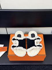 Colestore Hermes Chypre sandal Suede Goatskin and Shearling  Black / Écru - 1