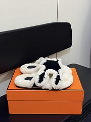 Colestore Hermes Chypre sandal Suede Goatskin and Shearling  Black / Écru - 5