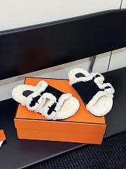 Colestore Hermes Chypre sandal Suede Goatskin and Shearling  Black / Écru - 4