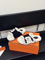 Colestore Hermes Chypre sandal Suede Goatskin and Shearling  Black / Écru - 2