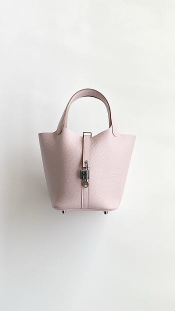 Colestore  Hermes Picotin Lock 18 Rose Sakura Clemence Palladium Hardware