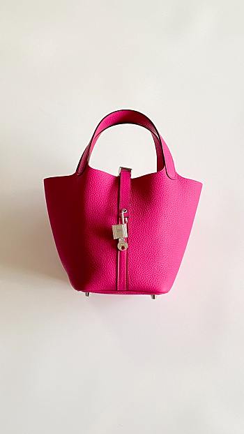 Colestore  Hermes Picotin Lock 18 Rose Shocking Clemence Palladium Hardware